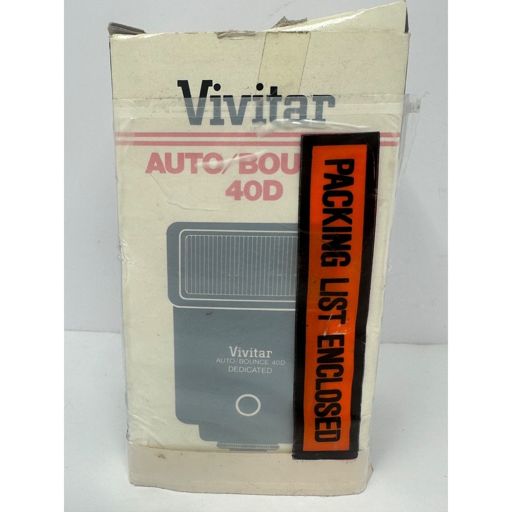 Vintage NEW in Box Vivitar Auto/Bounce 40D Shoe Mount Camera Flash With Manual